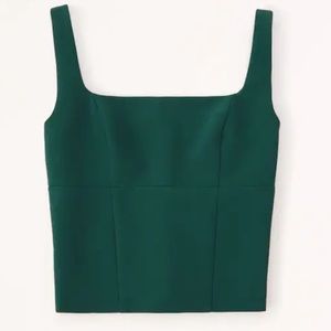 Abercrombie Square Neck Top, Green, Size Small, Adjustable Straps, NWT